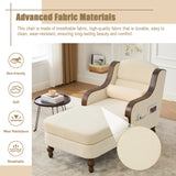 Beige Chenille Upholstered Wide Seat Lounge Chair - Omega Lifestyles