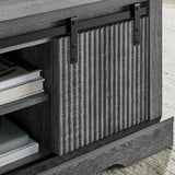 Rustic Grey MDF Sliding Barn Door Coffee Table - Omega Lifestyles