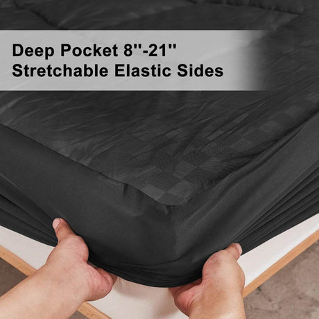 Ultra-Plush Black Cotton Mattress Bedspread Queen - Sleep Galleria