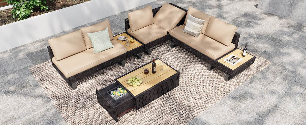 Diamond Weave Outdoor Sectional Furniture Set With Cushions - Omega Lifestyles