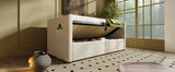 Twin Beige Velvet Upholstered Hydraulic Storage Bed Frame - Omega Lifestyles