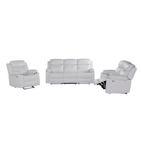 White Upholstered Medium Firm LED Glider Recliner Chair - Omega Lifestyles