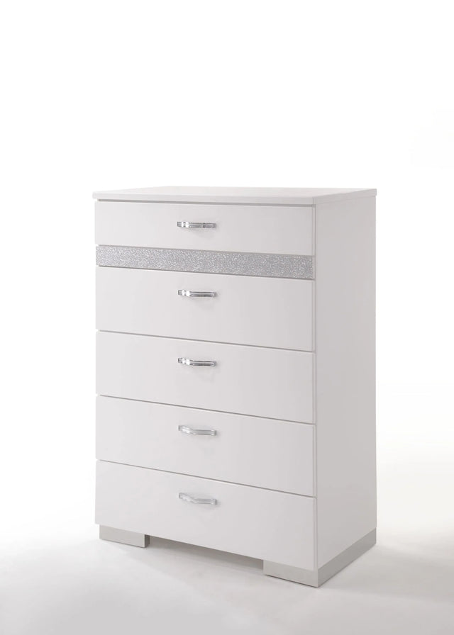 White High Gloss Synthetic Wood Chest With Organizer - Omega Lifestyles