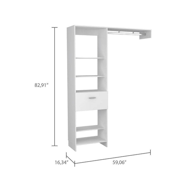 Modern White Particle Board Bedroom Closet Organizer - Omega Lifestyles