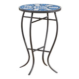 Outdoor Ceramic Tile Mosaic Side Table With Iron Legs