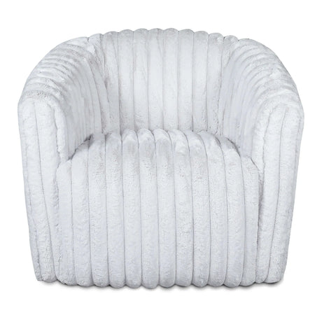 Mid-Century Modern White Plush Fabric Swivel Chair - Omega Lifestyles