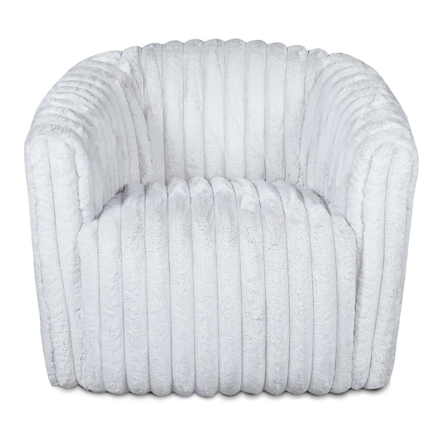 Mid-Century Modern White Plush Fabric Swivel Chair - Omega Lifestyles