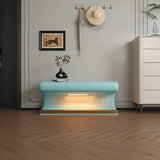 Modern Faux Leather Oval Ottoman With Motion-Sensing LED Light - Omega Lifestyles