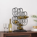 Modern Industrial Black Metal Cactus Tabletop Wine Rack - Omega Lifestyles