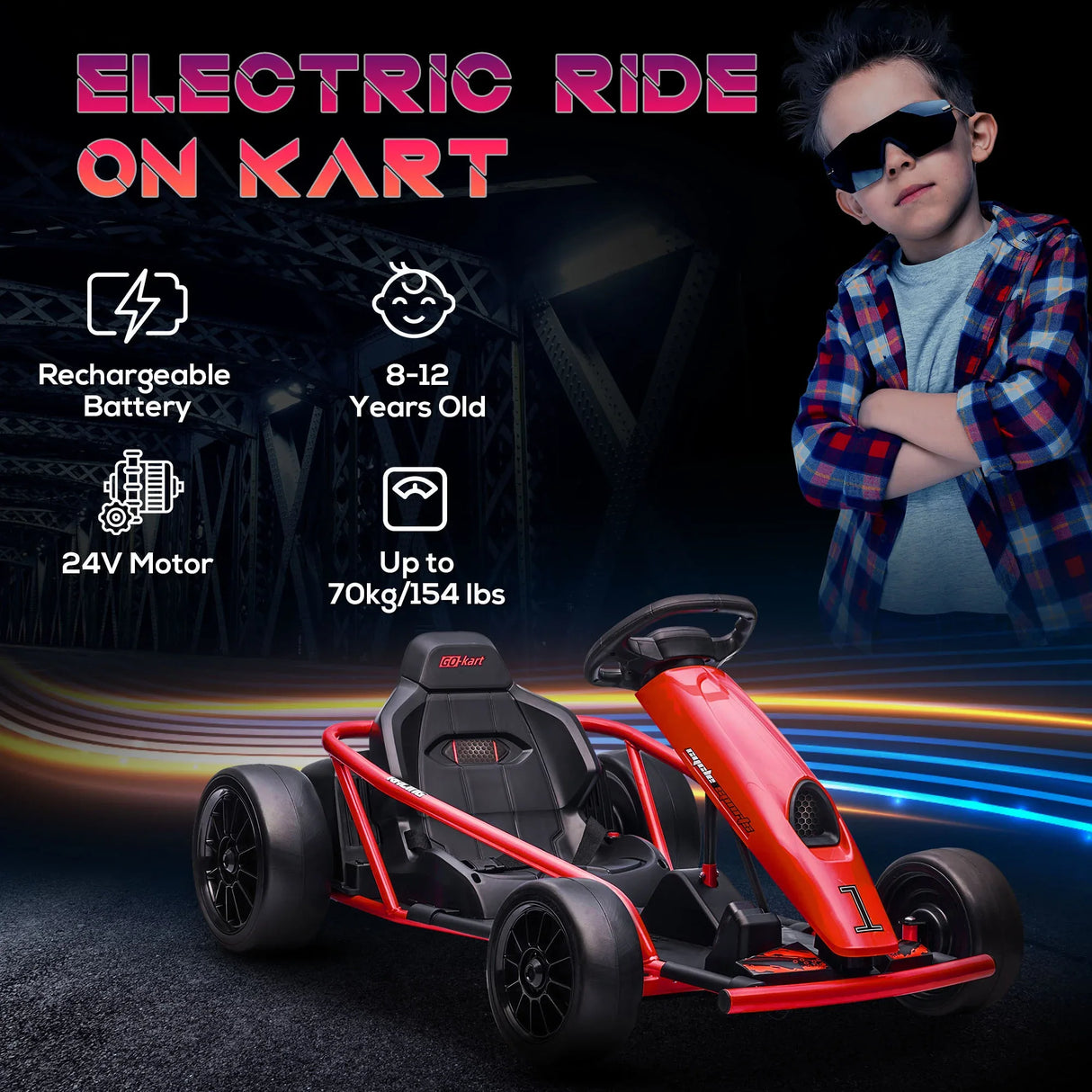 Electric Kids Drift Go Kart With Music And Safety Belt - Omega Lifestyles