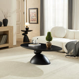 Minimalist Black Fiberglass Lucky Stone Oval Coffee Table - Omega Lifestyles