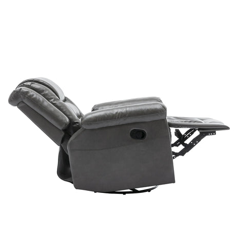 Grey PU Manual Reclining Rocking Swivel Recliner Chair - Omega Lifestyles