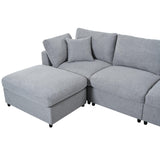 130-Inch Modular Chenille Fabric U-Shaped Sectional Sofa With Ottomans - Omega Lifestyles