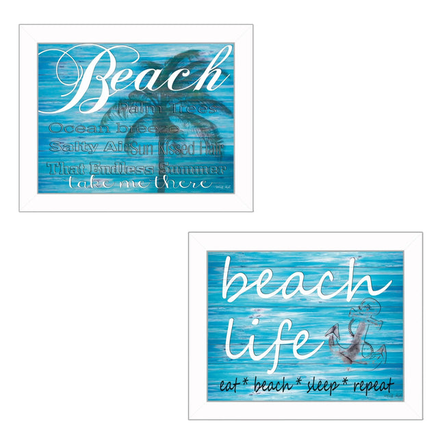 Set of 2 Beach Life Collection Multicolor Framed Wall Art - Omega Lifestyles