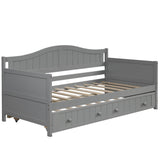 Twin Solid Wood Daybed With Trundle Gray - Omega Lifestyles