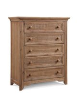 Solid Wood Five Drawer Chest With Velvet-Lined Top Drawer