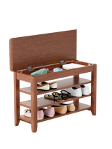 Solid Wood Mid-Century Modern Shoe Storage Bench