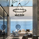 Matte Black Iron Wagon Wheel Farmhouse Chandelier 47-Inch - Omega Lifestyles