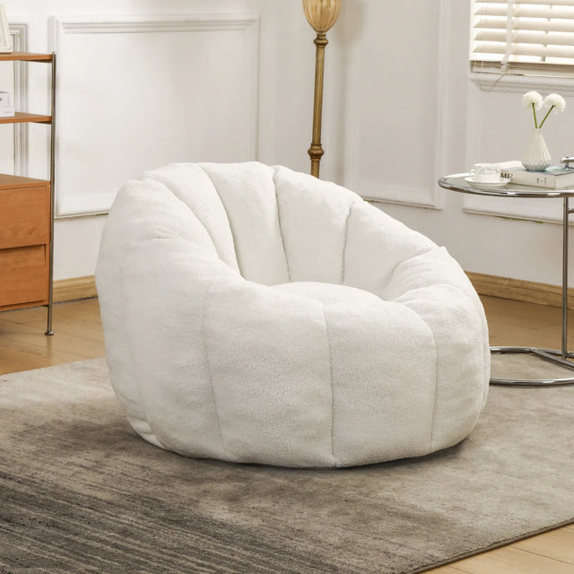 Plush Teddy Foam Bean Bag Chair With Armrests - Omega Lifestyles