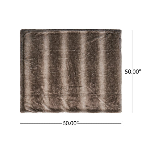 Brown Faux Fur Soft Cozy 50x60 Inch Throw Blanket - Omega Lifestyles