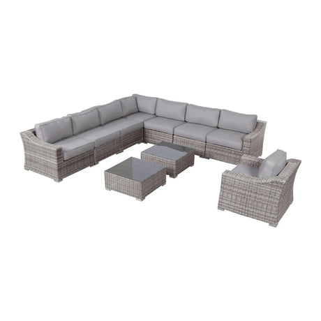 Fully Assembled 10-Piece Gray Wicker Patio Seating Group - Omega Lifestyles