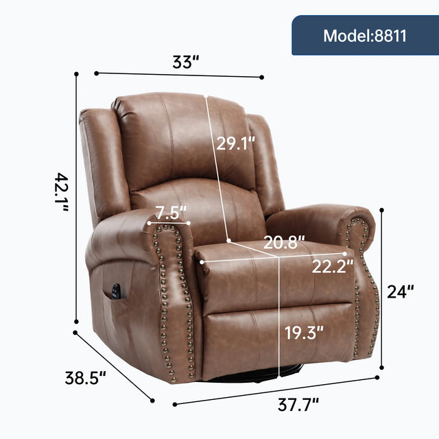 Heated Medium-Firm Massage Recliner Chair With Swivel - Omega Lifestyles