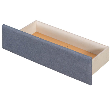 L-Shaped Upholstered Twin Platform Bed With Trundle Desk - Omega Lifestyles