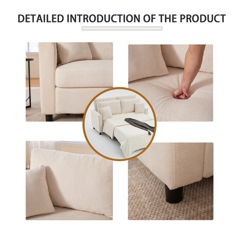 Modern Beige Sleeper Sofa Bed With Memory Foam Mattress - Omega Lifestyles