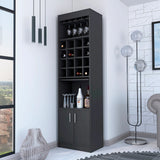 Black Particle Board Bar Cabinet With Wine Rack - Omega Lifestyles