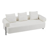 Modern 3-Seater Beige Boucle Upholstered Sofa With Pillows - Omega Lifestyles