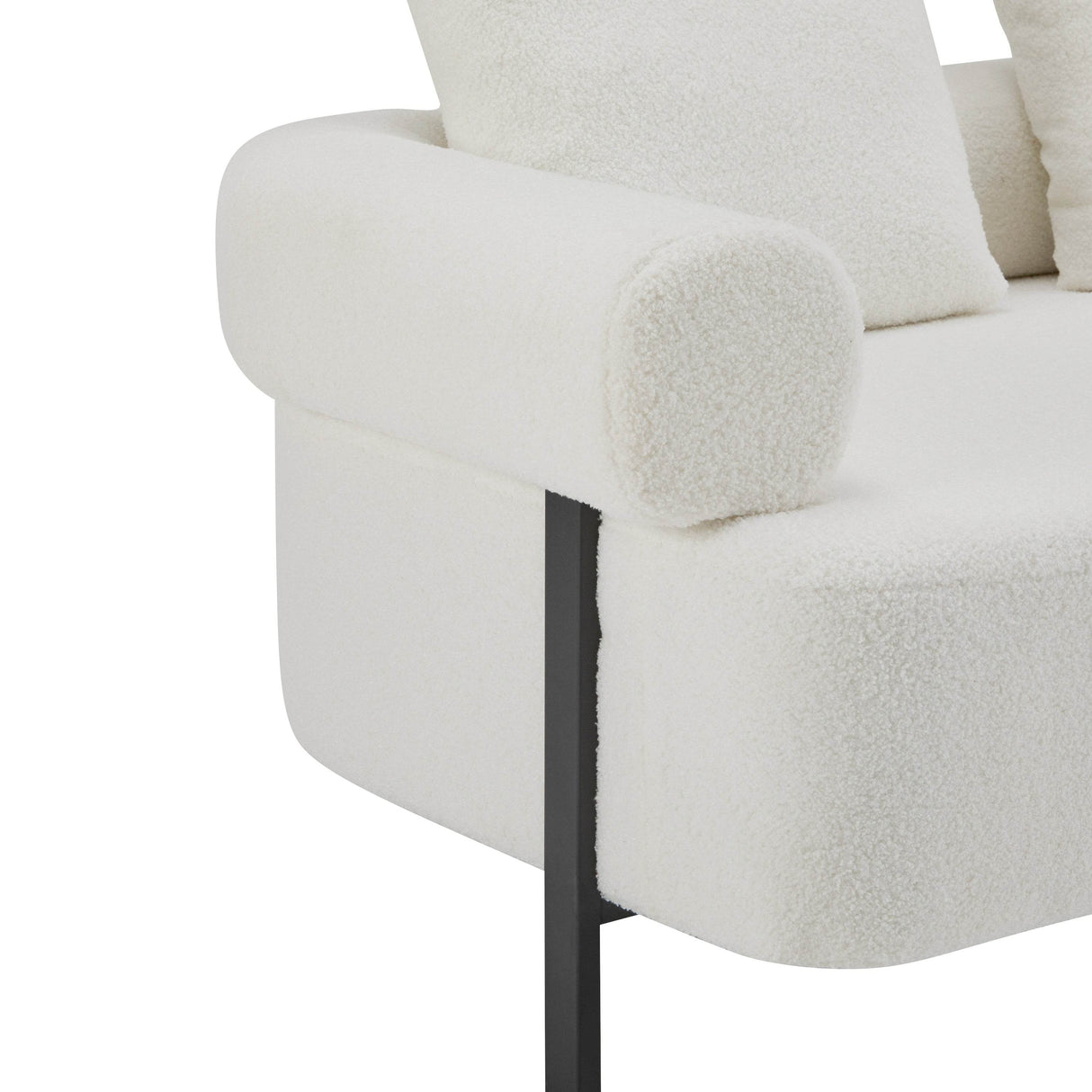 Modern 3-Seater Beige Boucle Upholstered Sofa With Pillows - Omega Lifestyles