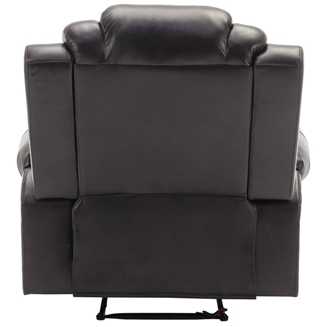 Manual Recliner Brown Faux Leather Chair With LED Light Strip - Omega Lifestyles