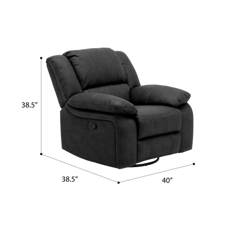 Black Fabric Swivel Gliding Recliner Chair - Omega Lifestyles