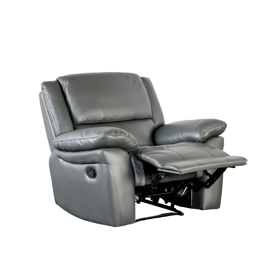 Transitional Dark Gray Leather Match Recliner Chair - Omega Lifestyles