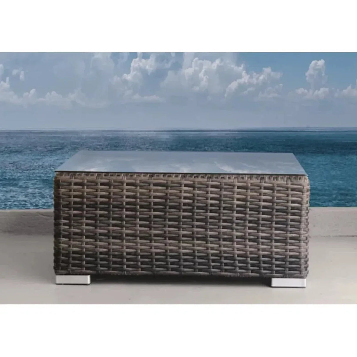 Modern Brown Wicker Square Outdoor Coffee Table - Omega Lifestyles