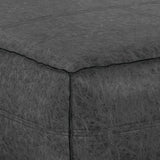 Extra Large Distressed Black Vegan Faux Leather Pouf - Omega Lifestyles