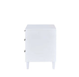 White And Weathered Oak Finish Accent Table With Storage Drawers - Omega Lifestyles