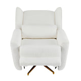 Boucle Upholstered Beige Power Recliner Chair With Swivel - Omega Lifestyles