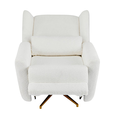 Boucle Upholstered Beige Power Recliner Chair With Swivel - Omega Lifestyles