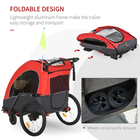 Foldable Aluminum Kids Bike Trailer Jogger Stroller - Omega Lifestyles
