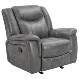 Grey Upholstered 3-Piece Manual Reclining Living Room Set - Omega Lifestyles