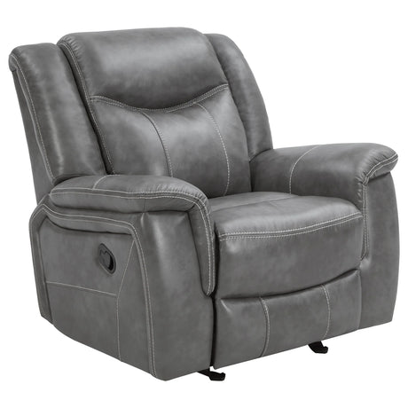 Grey Upholstered 3-Piece Manual Reclining Living Room Set - Omega Lifestyles