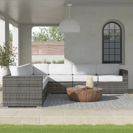 Weather-Resistant 122-Inch Wicker Outdoor Patio Sectional - Omega Lifestyles
