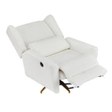 Boucle Upholstered Beige Power Recliner Chair With Swivel - Omega Lifestyles