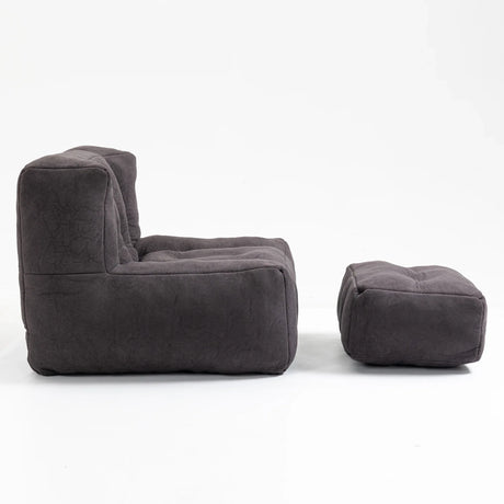 Velvet Memory Foam Bean Bag Chair With Ottoman - Omega Lifestyles