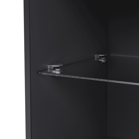 Modern Black LED Fireplace TV Stand with Shelves - Omega Lifestyles