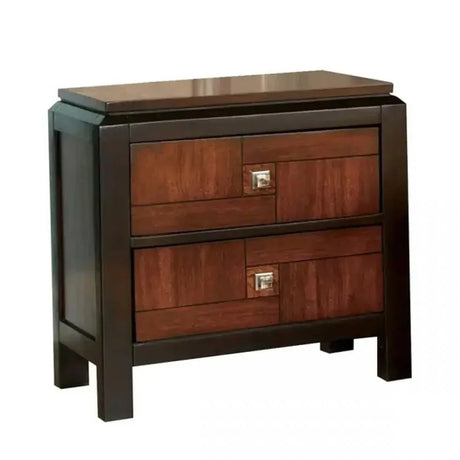 Transitional Acacia Walnut Solid Wood 2-Drawer Nightstand - Omega Lifestyles
