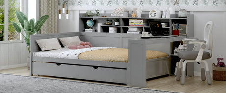 Multi-Functional Wooden Bed Frame With Trundle And Desk - Omega Lifestyles
