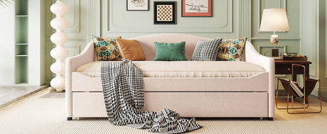 Full Teddy Fleece Upholstered Daybed With Trundle And LED Light - Omega Lifestyles