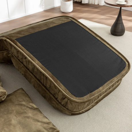 Adjustable Velvet Upholstered Floor Sofa With Massage Pillow - Omega Lifestyles